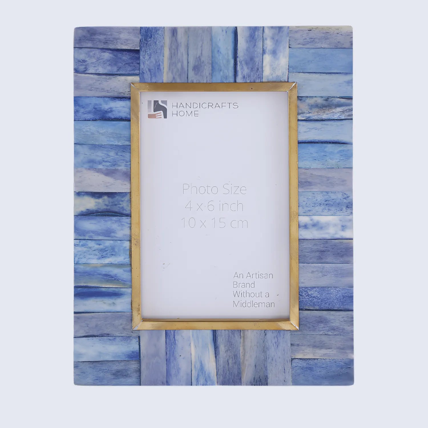 Classic Brass Bone Inlay Picture Frames - Blue, 4x6 & 5x7 Sizes