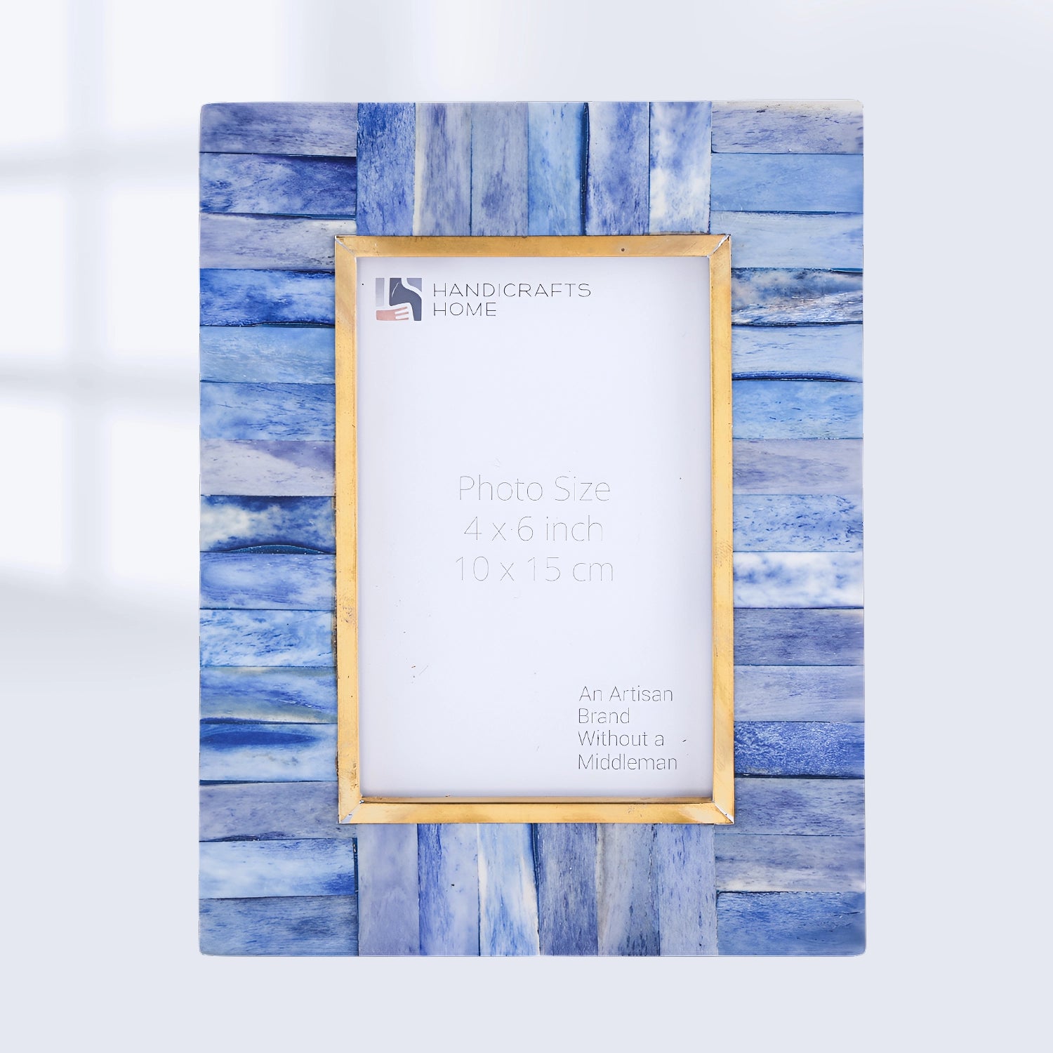 Picture Frame Classic Brass Collection Bone Inlay Blue 4x6 & 5x7