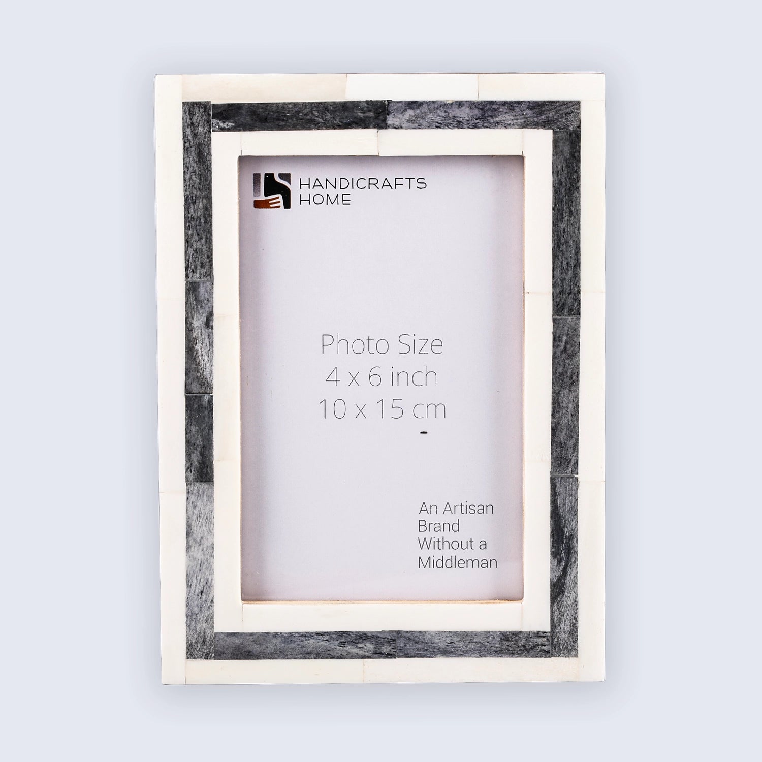 Handmade Bone Inlay White & Grey Picture Frame - 4x6 & 5x7
