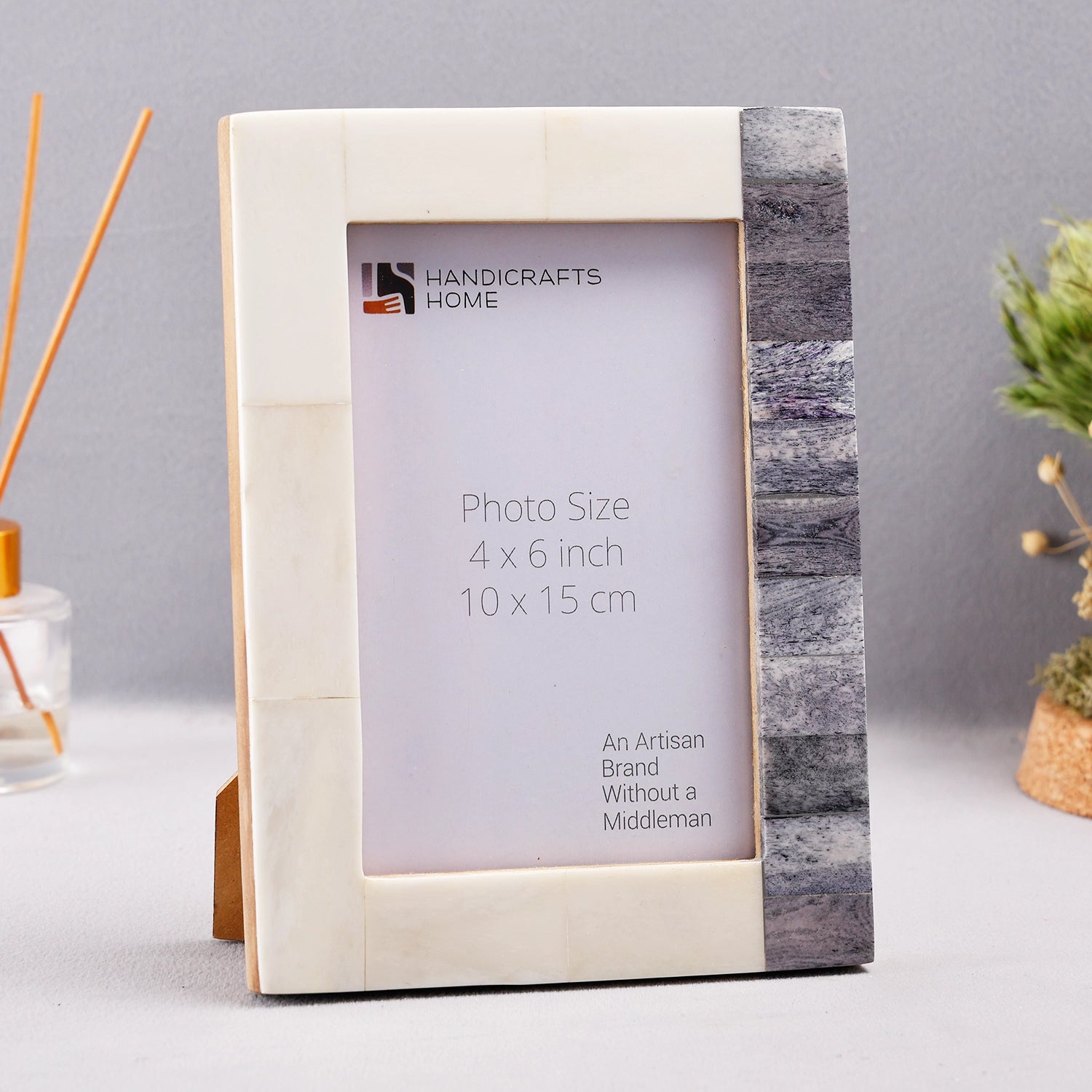 Plain White & Grey Bone Inlay Picture Frame - 4x6 & 5x7