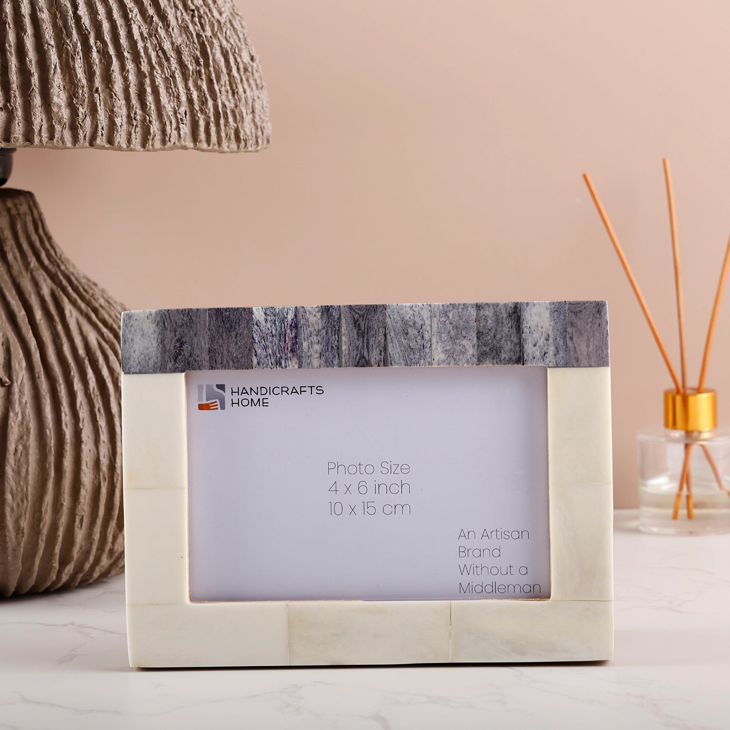 Plain White & Grey Bone Inlay Picture Frame - 4x6 & 5x7