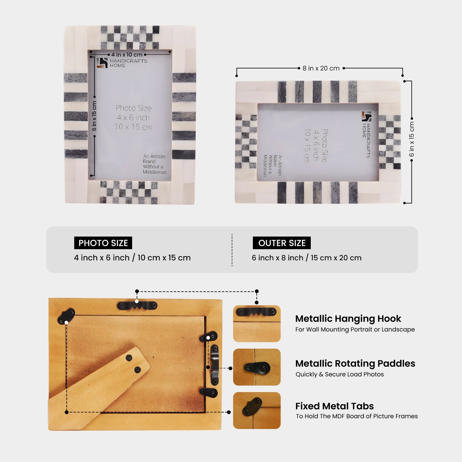 CheckStripe Collection Photo Picture Frame - 4x6 & 5x7
