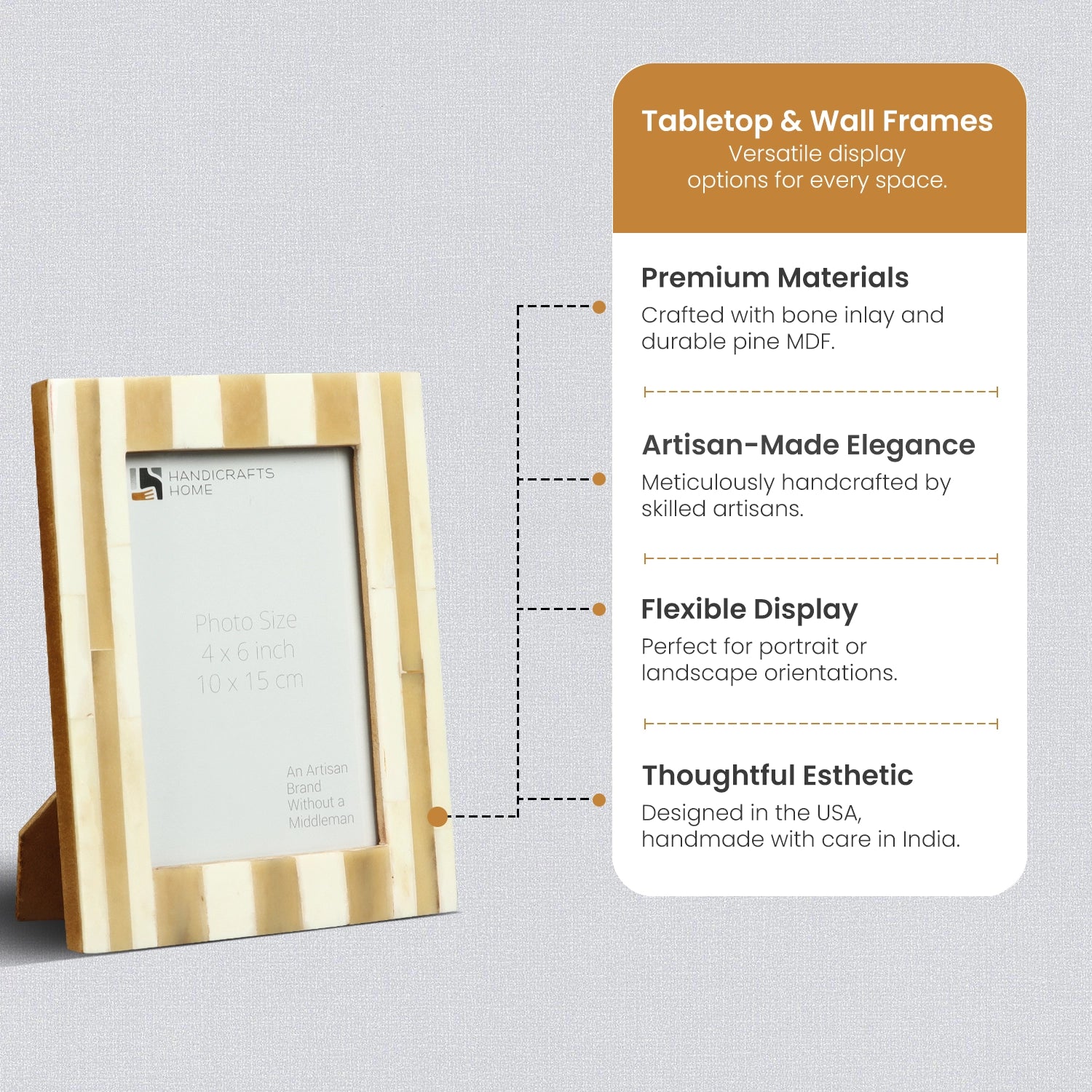 Bone Inlay Picture frame for Holiday Decor & Gifting - White , 4x6, 5x7