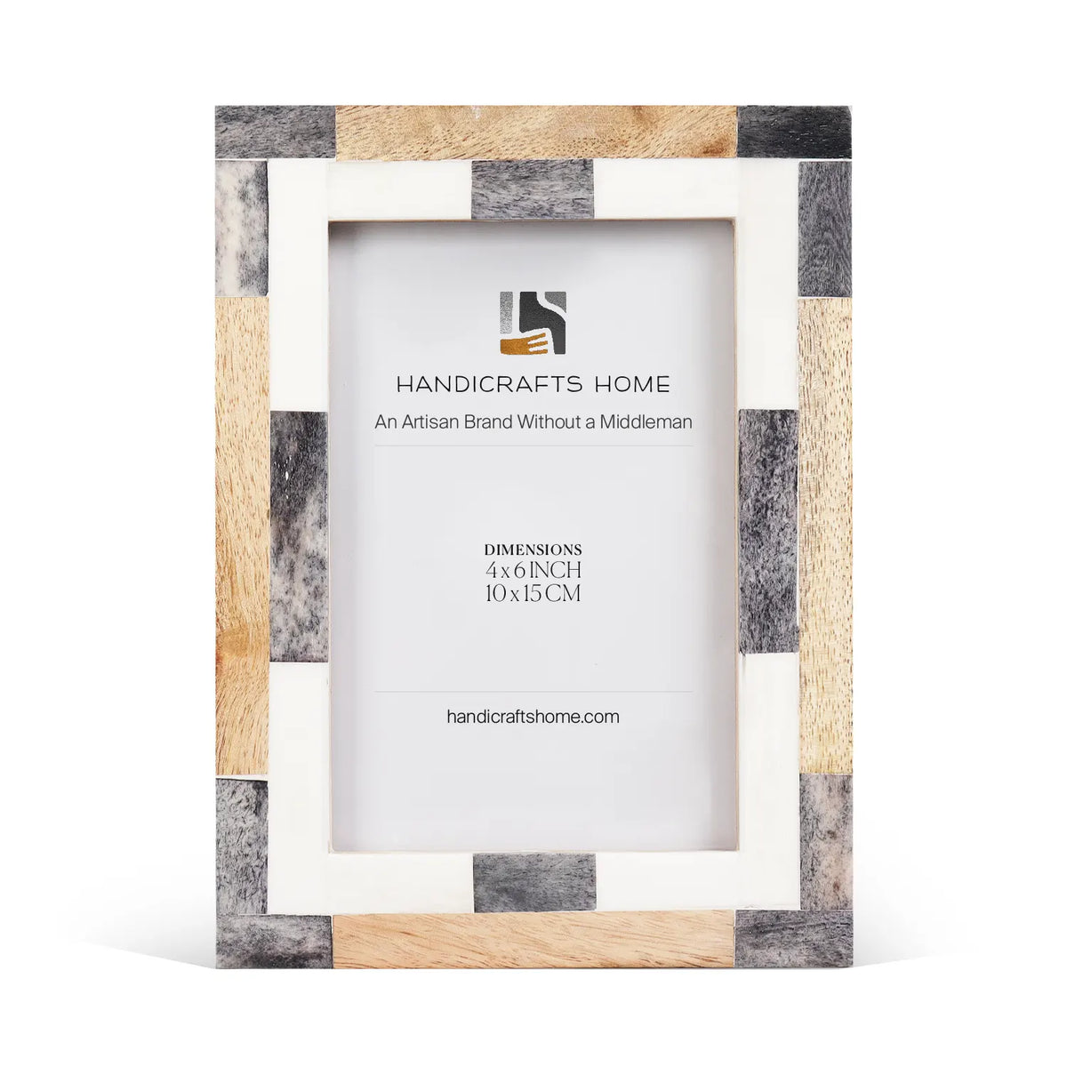 Handmade Bone Inlay & Wood Picture Frame - Blockline Collection - 4x6 5x7, for tabletop or wall display