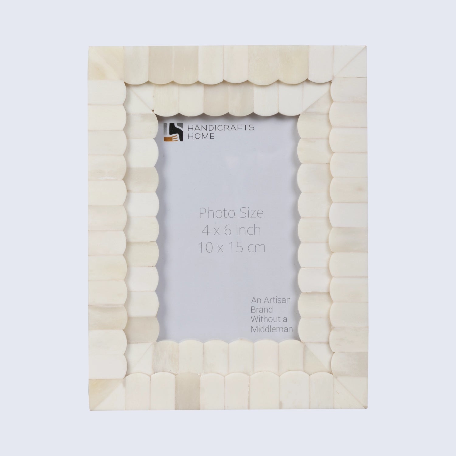 Scalloped Bone Inlay Picture Frame White - 4x6 & 5x7 Sizes