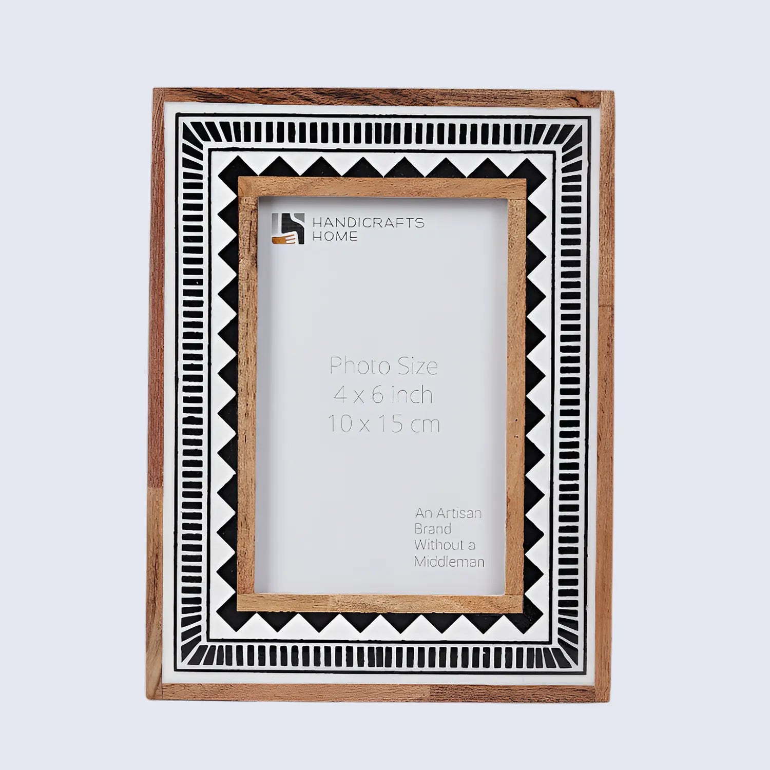 Wood Resin Inlay Handmade Black & White Geometric Picture Frame - 4x6, 5x7