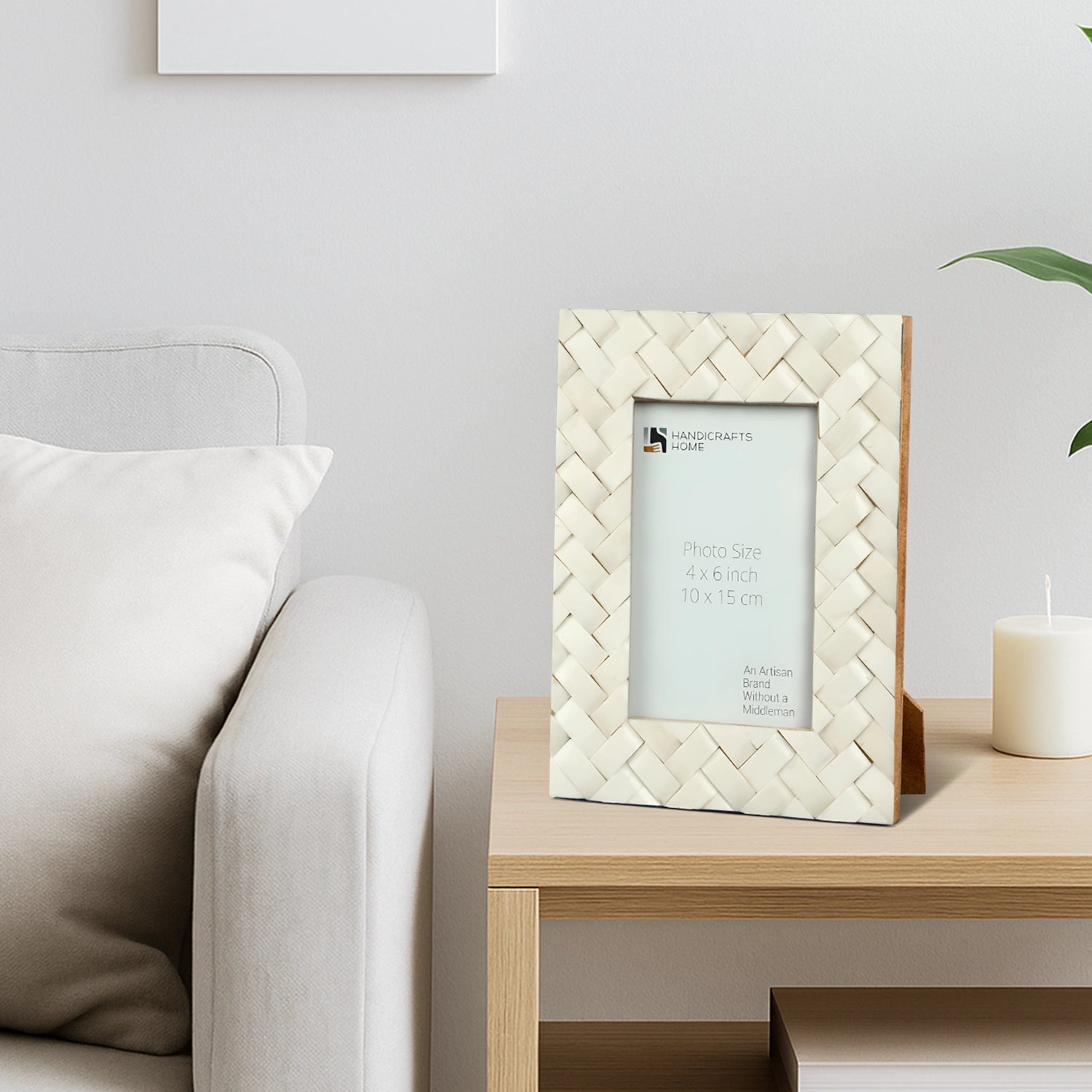 White Bone Inlay Braided Pattern Frame 4x6 & 5x7