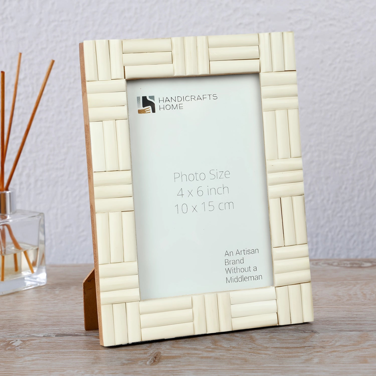White Bone Brick Pattern Frame 4x6 & 5x7 - Vintage Boho Décor
