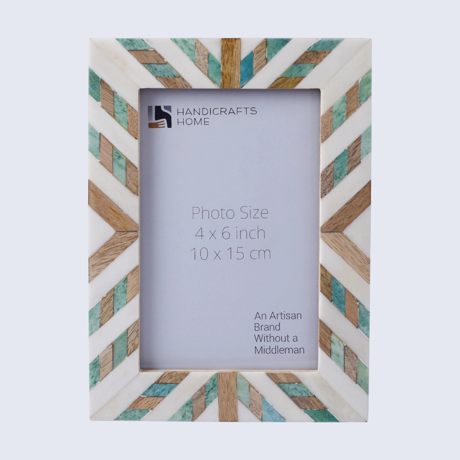 Hypno Saga White & Green Picture Frame- Bone Inlay & Wood in 4x6 & 5x7