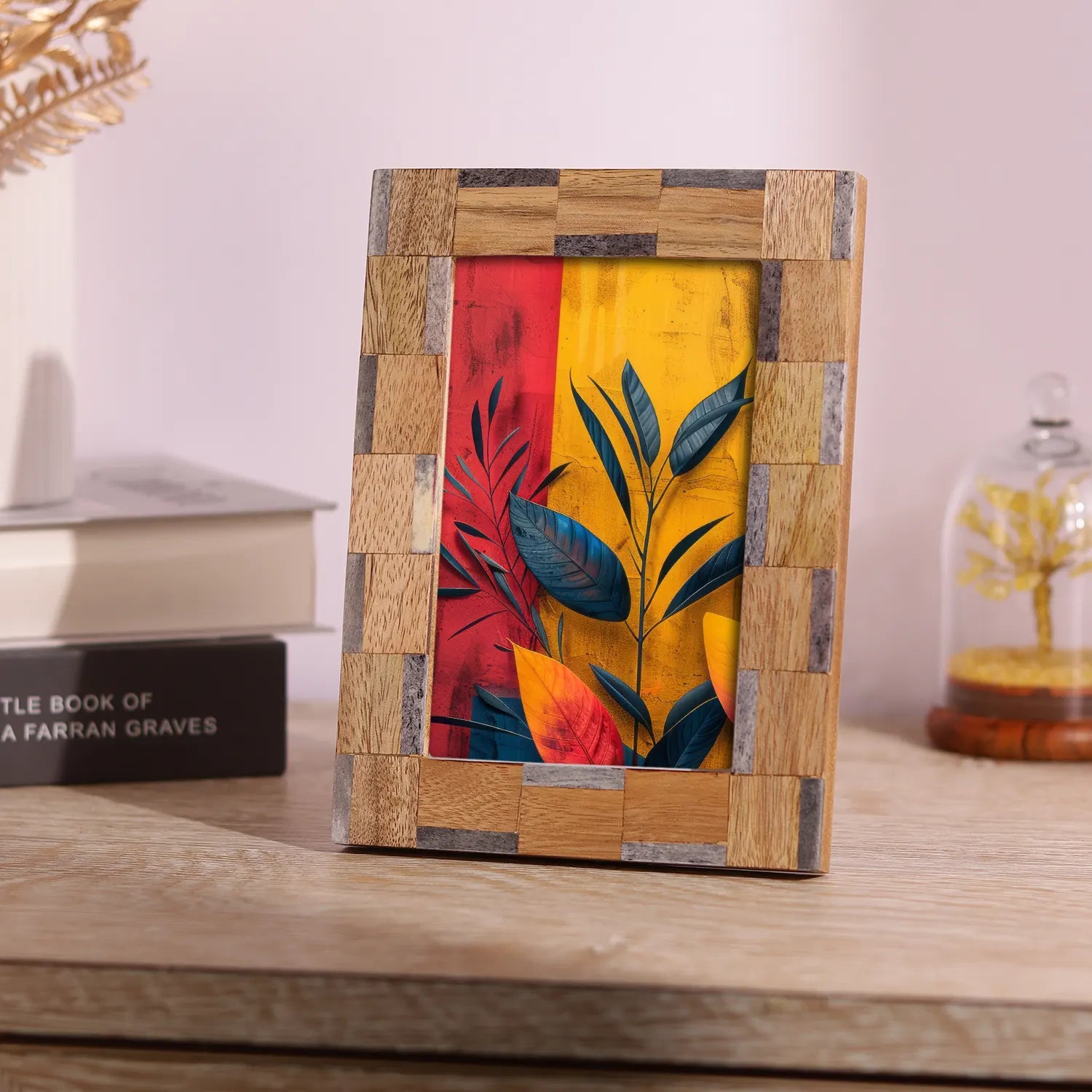 Stonewood Grey Brown Picture Frame Bone Inlay- 4x7 & 5x7