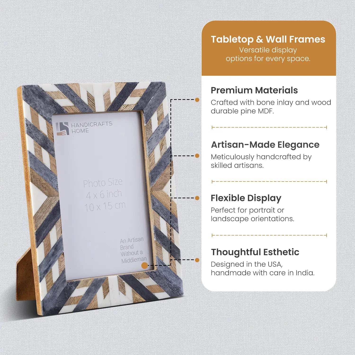 Photo Picture Frame Hypno Ash Collection Grey & White in 4x6 & 5x7