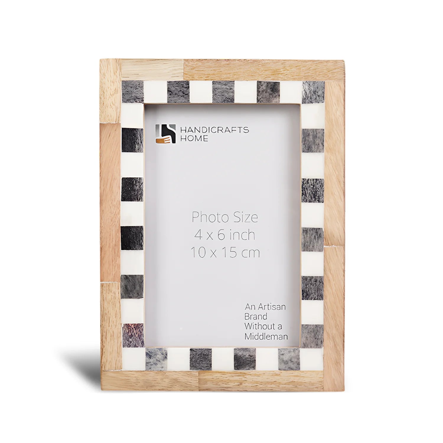 Checkered Bone Inlay Picture Frame, Grey & White