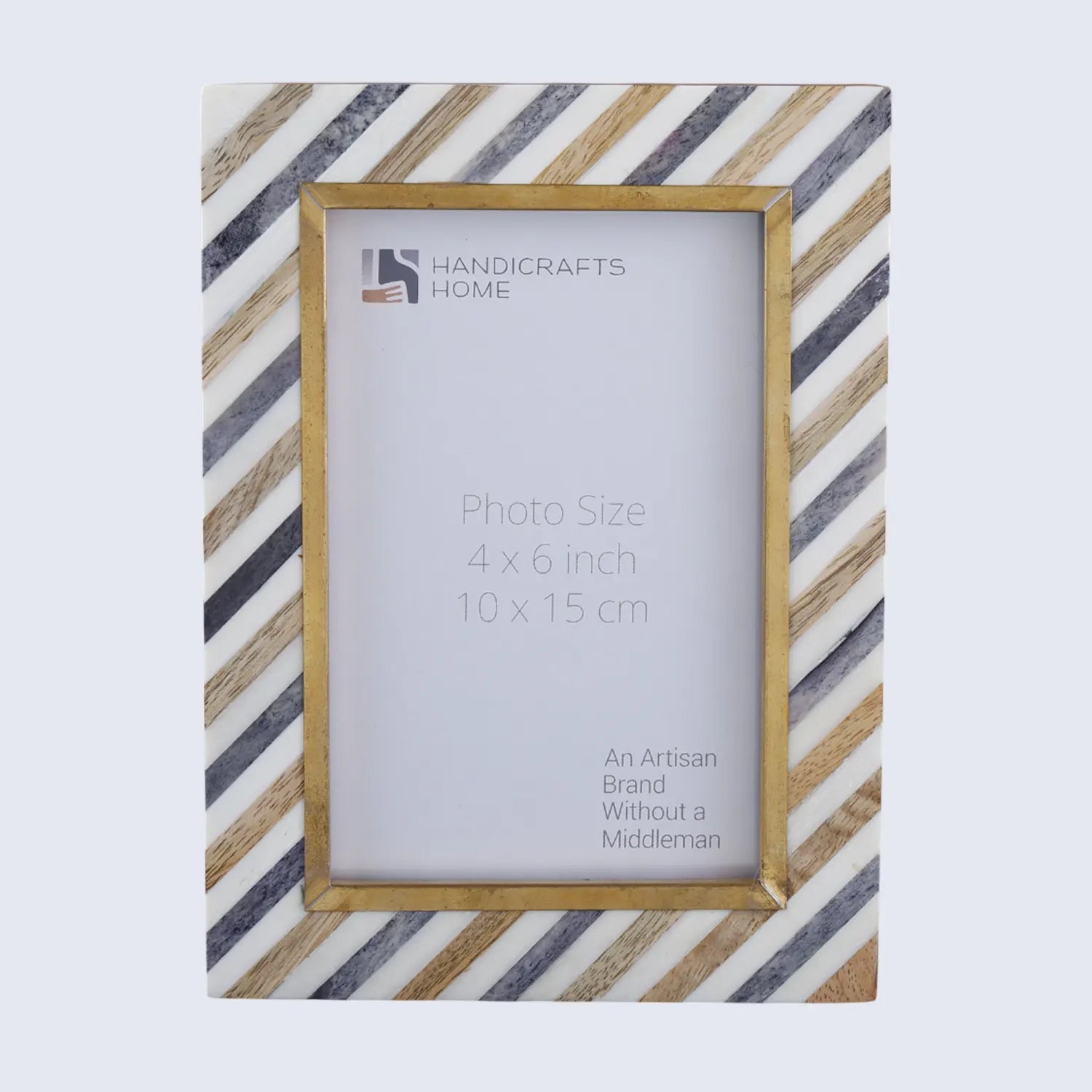 Handmade Bone Inlay, Brass & Wood Picture Frame - 4x6 & 5x7