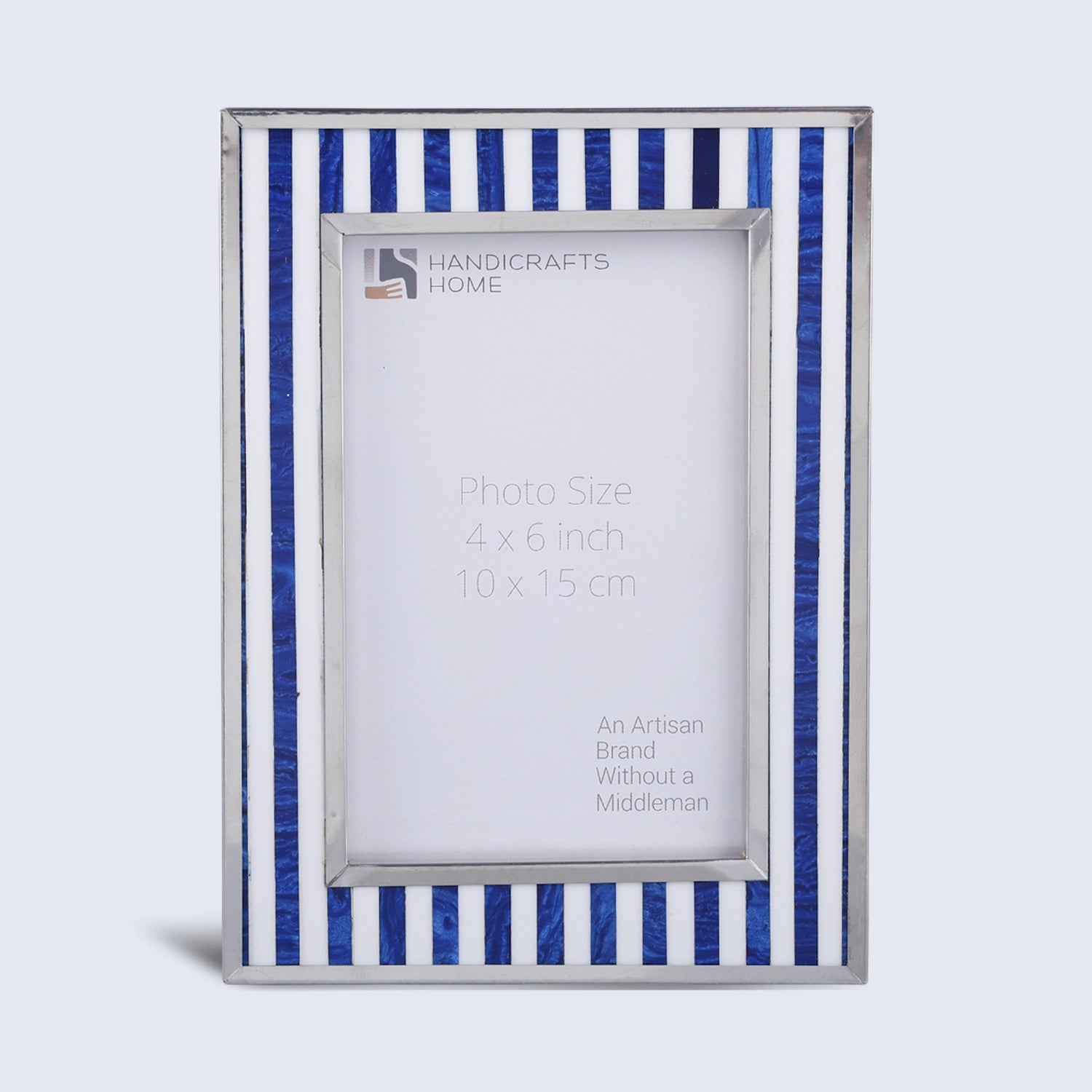 Picture Frame 4x6 Camelot Knight Resin Stainless border Blue & White