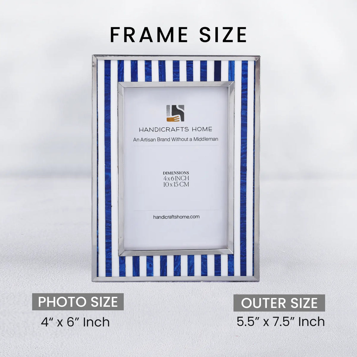 Picture Frame Camelot Knight Collection Resin & Stainless Steel Border Blue & White – 4x6"