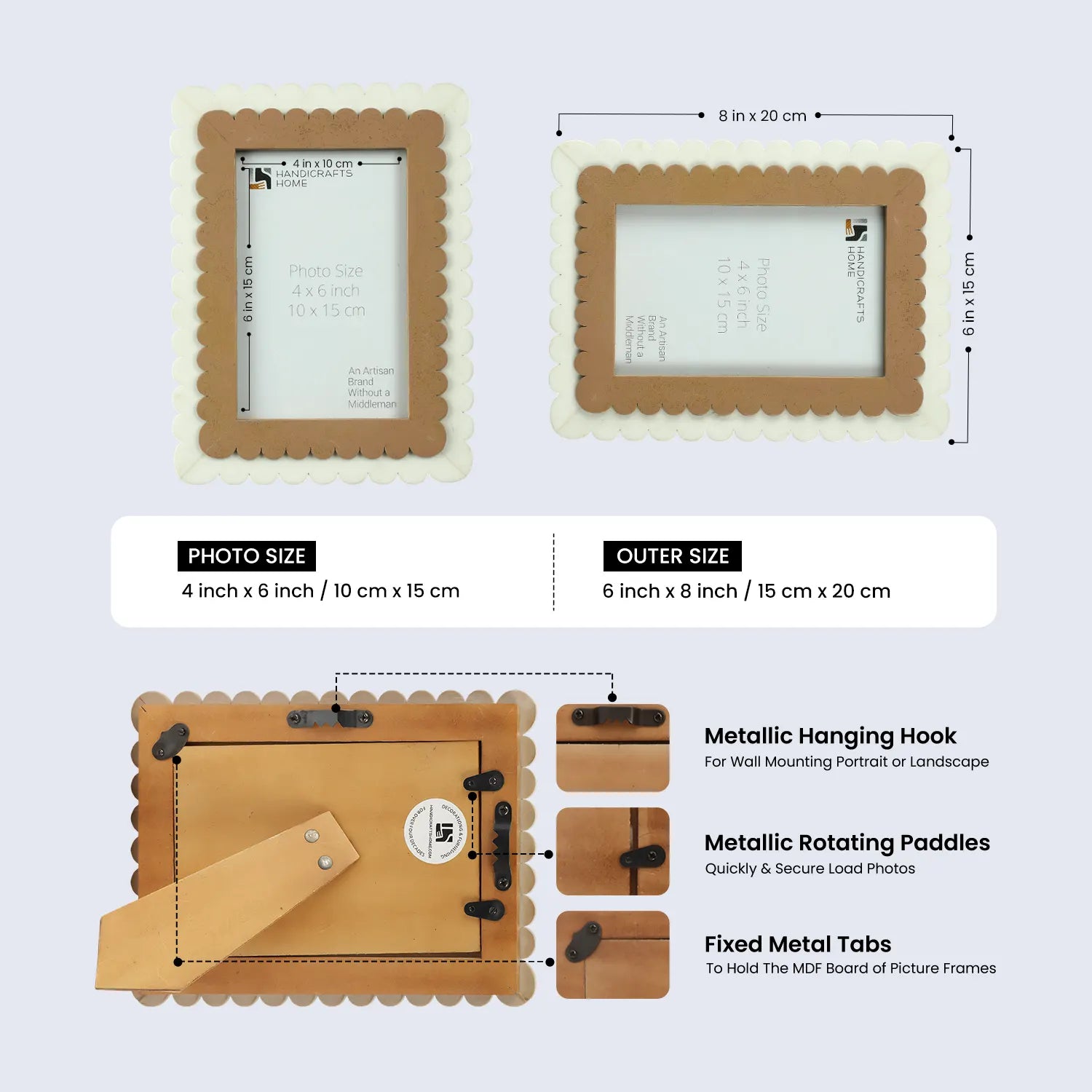 Petal Scallop Pattern Picture Frame Brown & White - 4x6 & 5x7