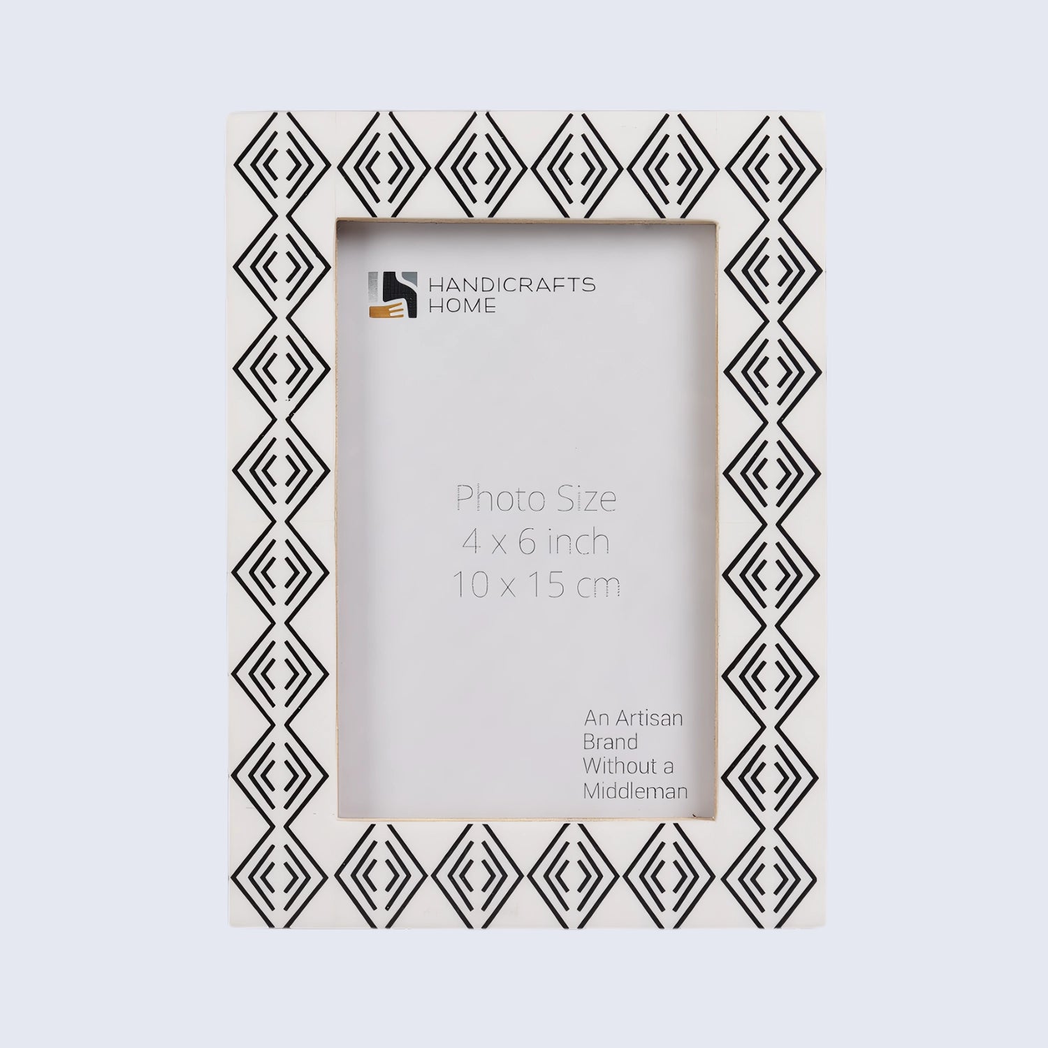 Resin inlay Tribal Geometry Pattern Black & White Picture Frame