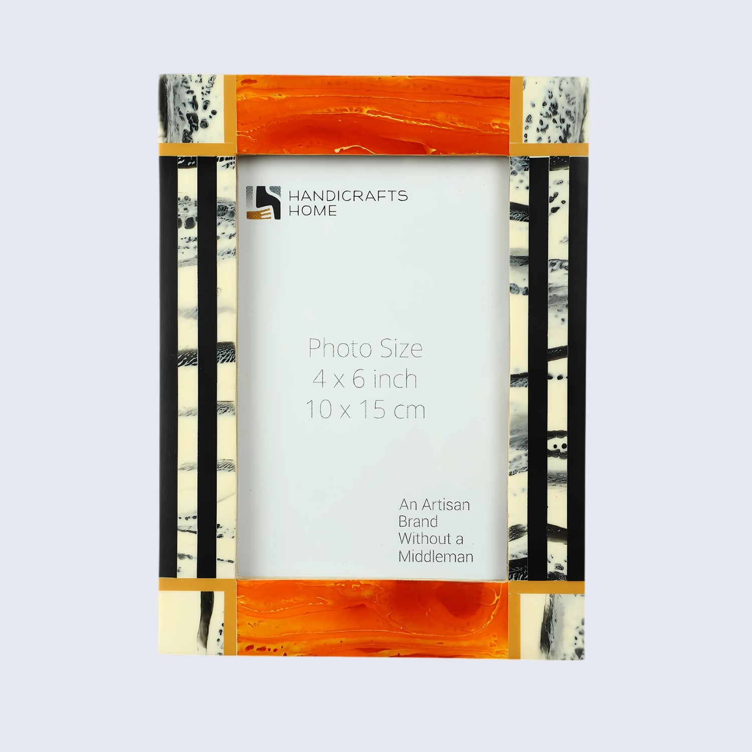 Orange Abstract Ink Resin Inlay Picture Frame in 4x6 & 5x7
