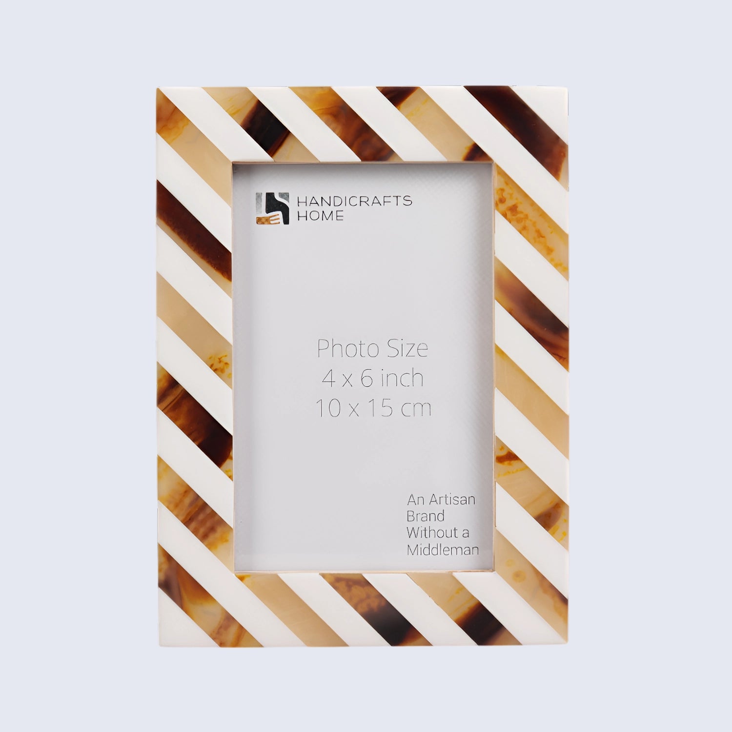 Bone & Resin Inlay Brown & White Striped Pattern Picture Frame