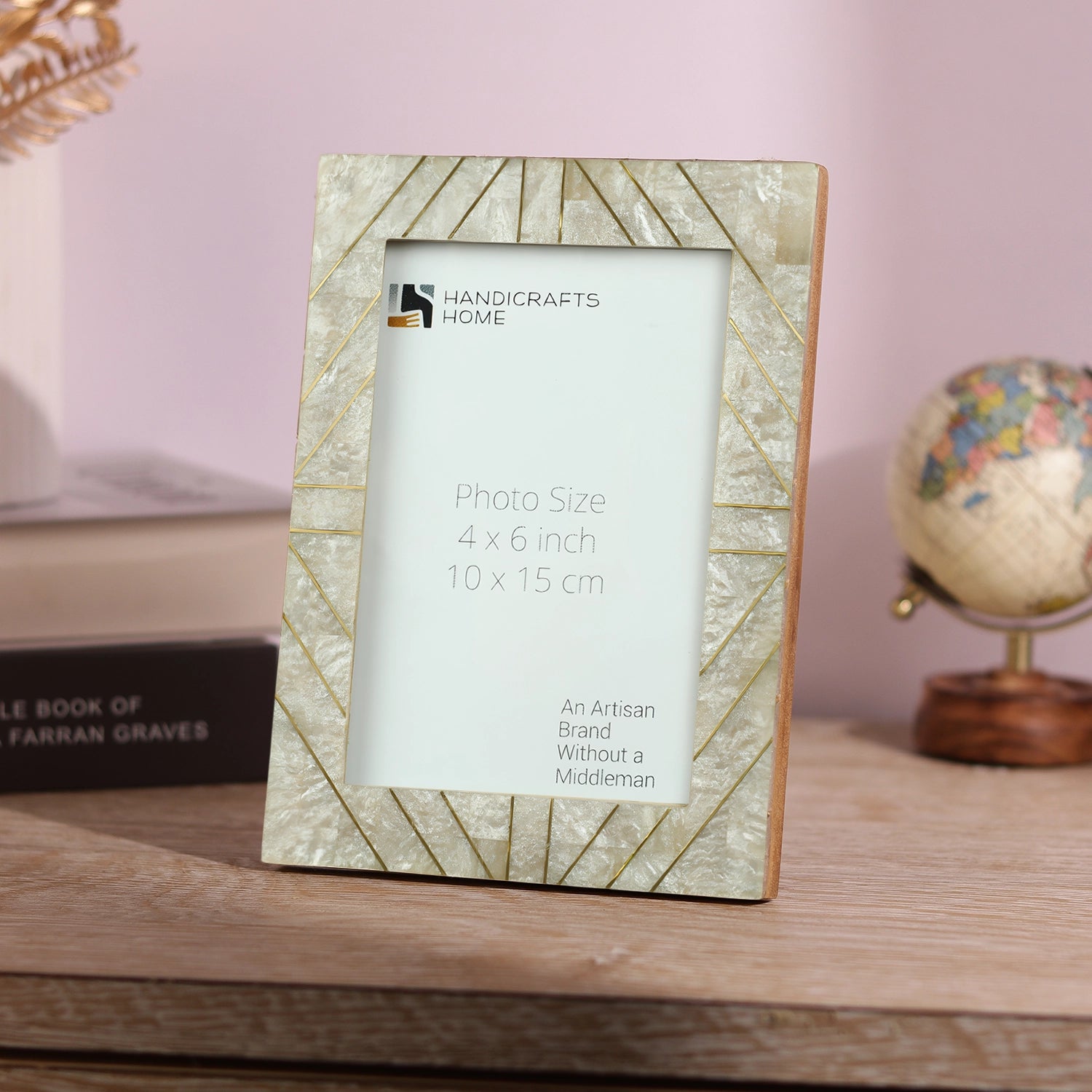 Brasselin Resin Inlay & Brass Crown Grey Picture Frame 4x6 & 5x7