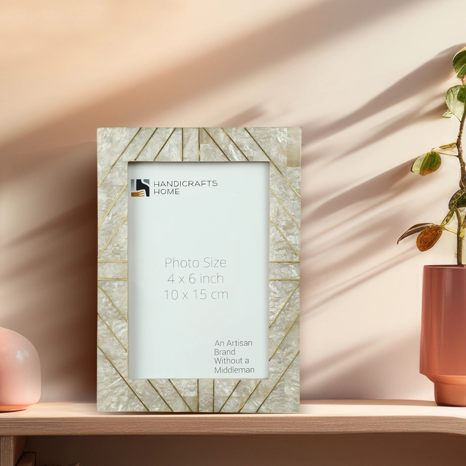 Picture Frame Brasselin Collection Resin Inlay & Brass Crown Grey – 4x6 & 5x7"