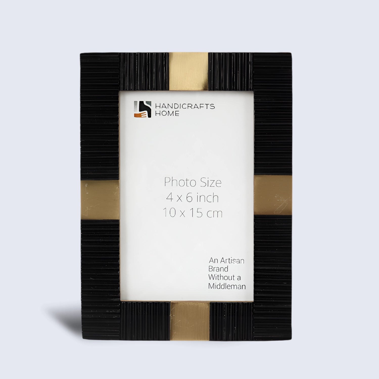 Resin Inlay Deco Black & Gold Picture Frame For Desk & Wall-3 Sizes