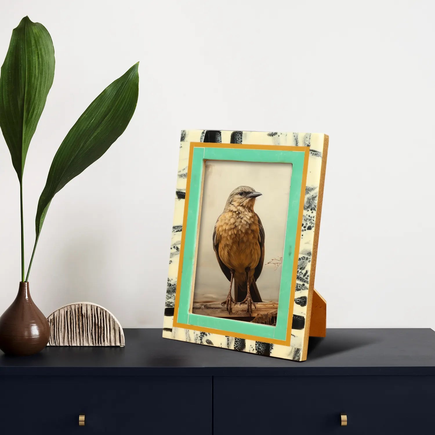 Green Abstract Ink Resin Inlay Picture Frame in 4x6 & 5x7