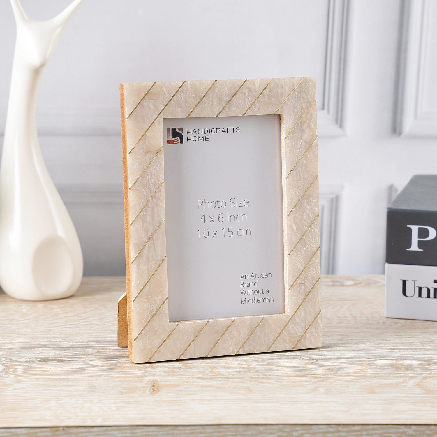 Brasselin Resin Inlay & Brass Grey Picture Frame 4x6 & 5x7