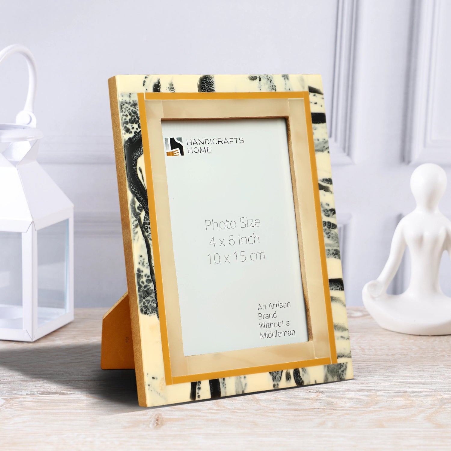 Ivory Abstract Ink Resin Inlay Picture Frame in 4x6 & 5x7