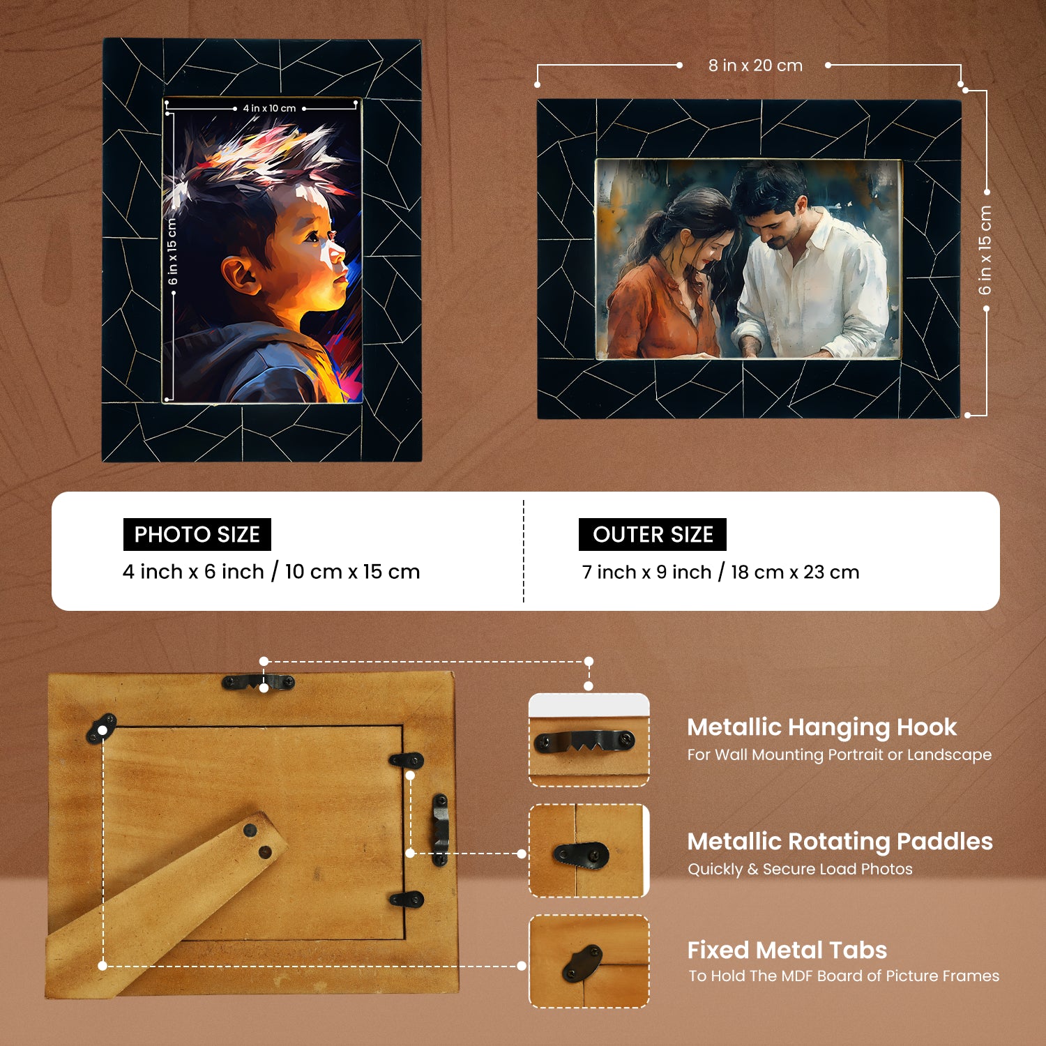 Bluzaic Midnight Blue Resin Inlay Picture Frame 4x6 & 5x7