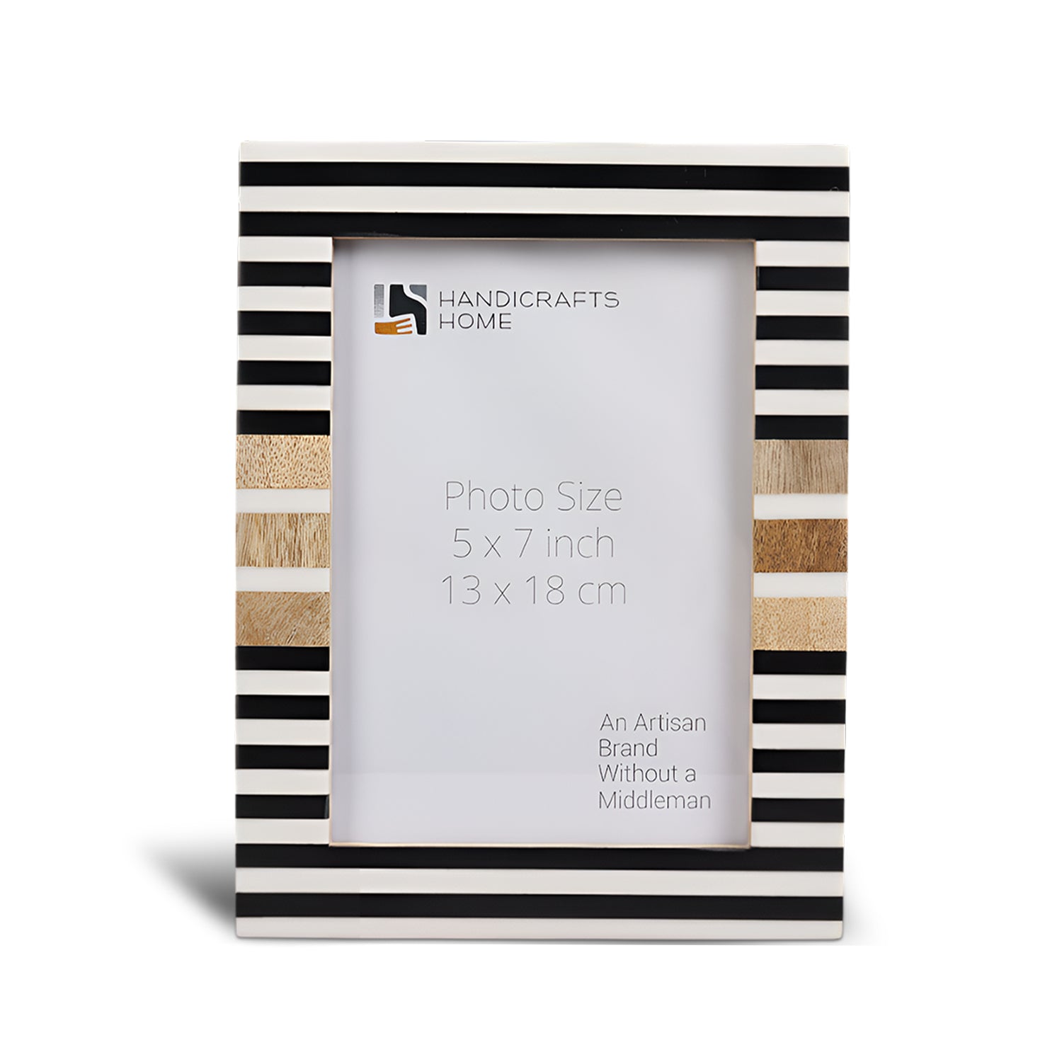 Wood & Resin Inlay Stripewood Picture Frame, Black & White