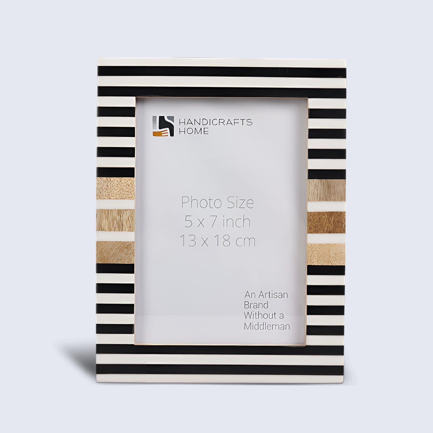 Wood & Resin Inlay Stripewood Picture Frame, Black & White