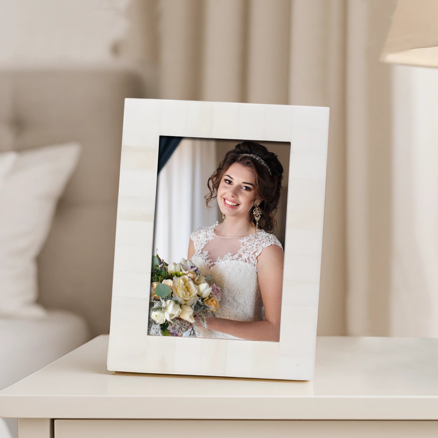 Picture Frame Classic Collection Bone Inlay White – 4x6 & 5x7"