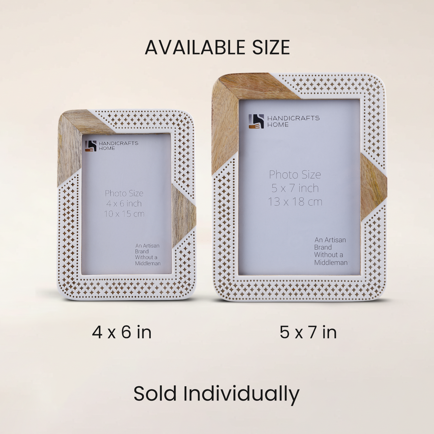 Picture Frame Holiday Decor Collection Resin & Wood Inlay Beige – 4x6 & 5x7"