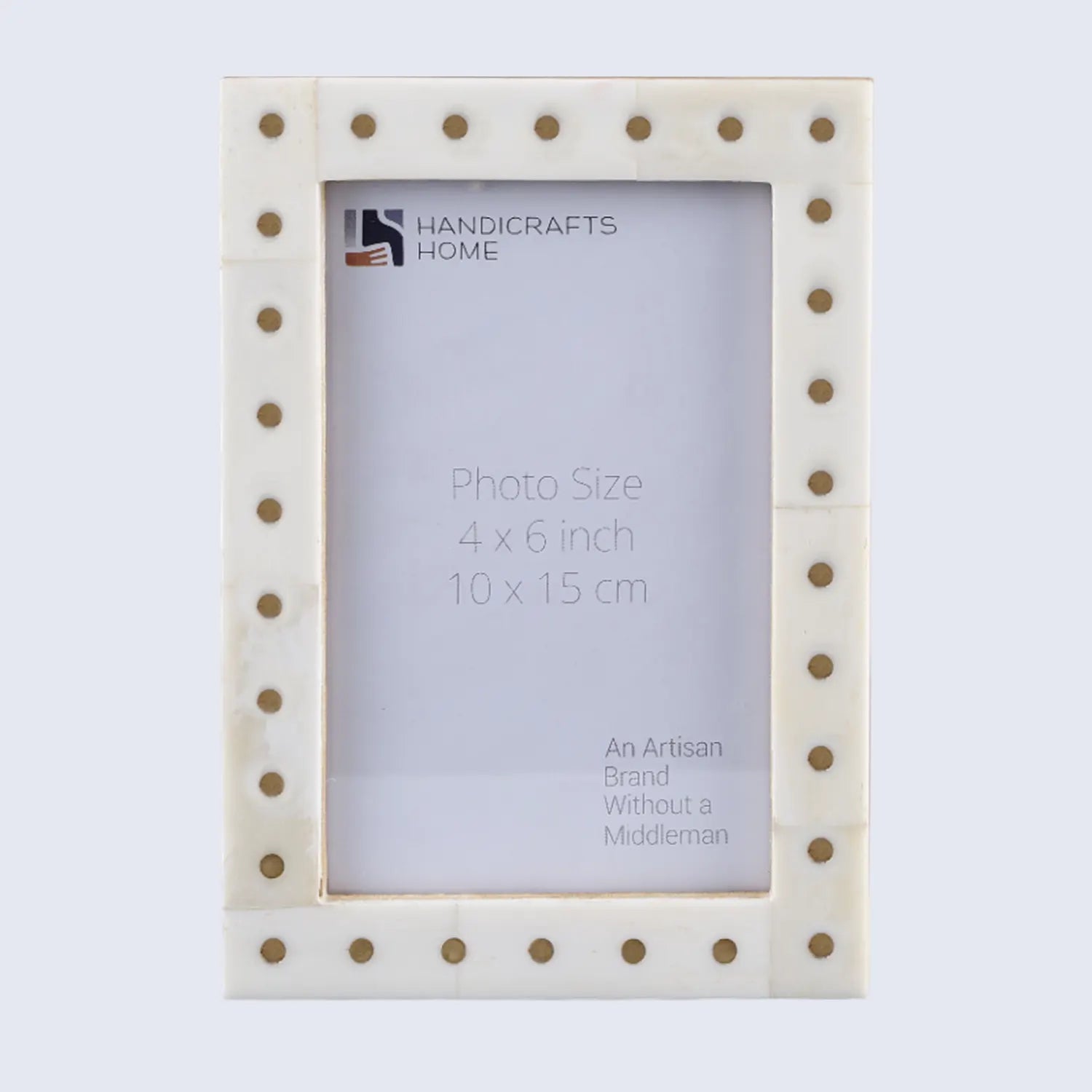 Handmade 4x6  Bone & Brass Studded Dot Picture Photo Frame