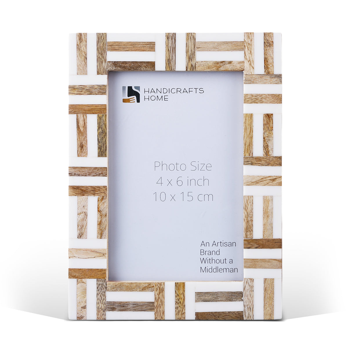 Handmade Picture Frame Marquet Grid Collection Resin & Wood Inlay – 4x6, 5x7, for tabletop or wall display