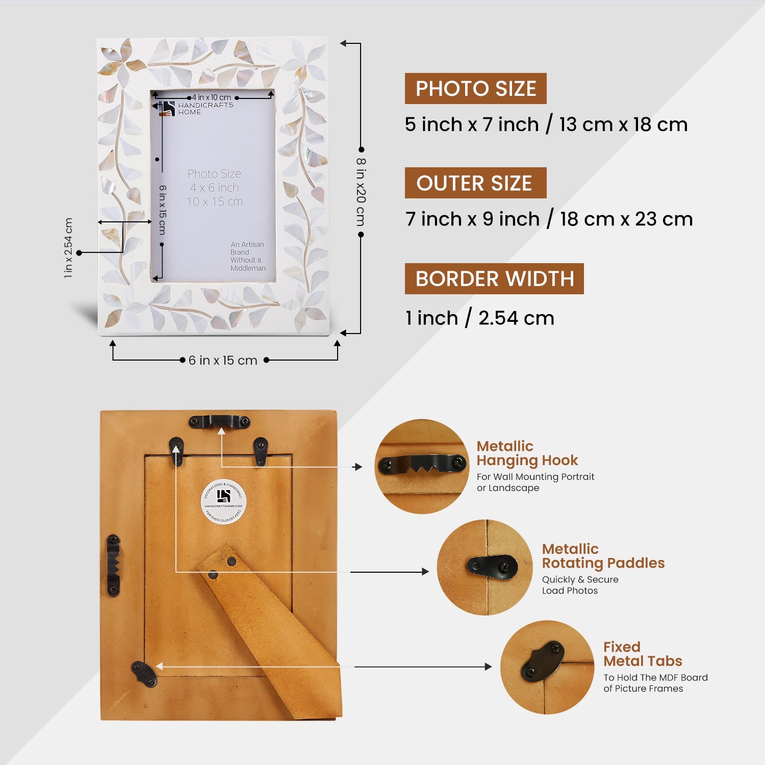 Alhambra Blanca Mother of Pearl & Resin Inlay Picture Frame