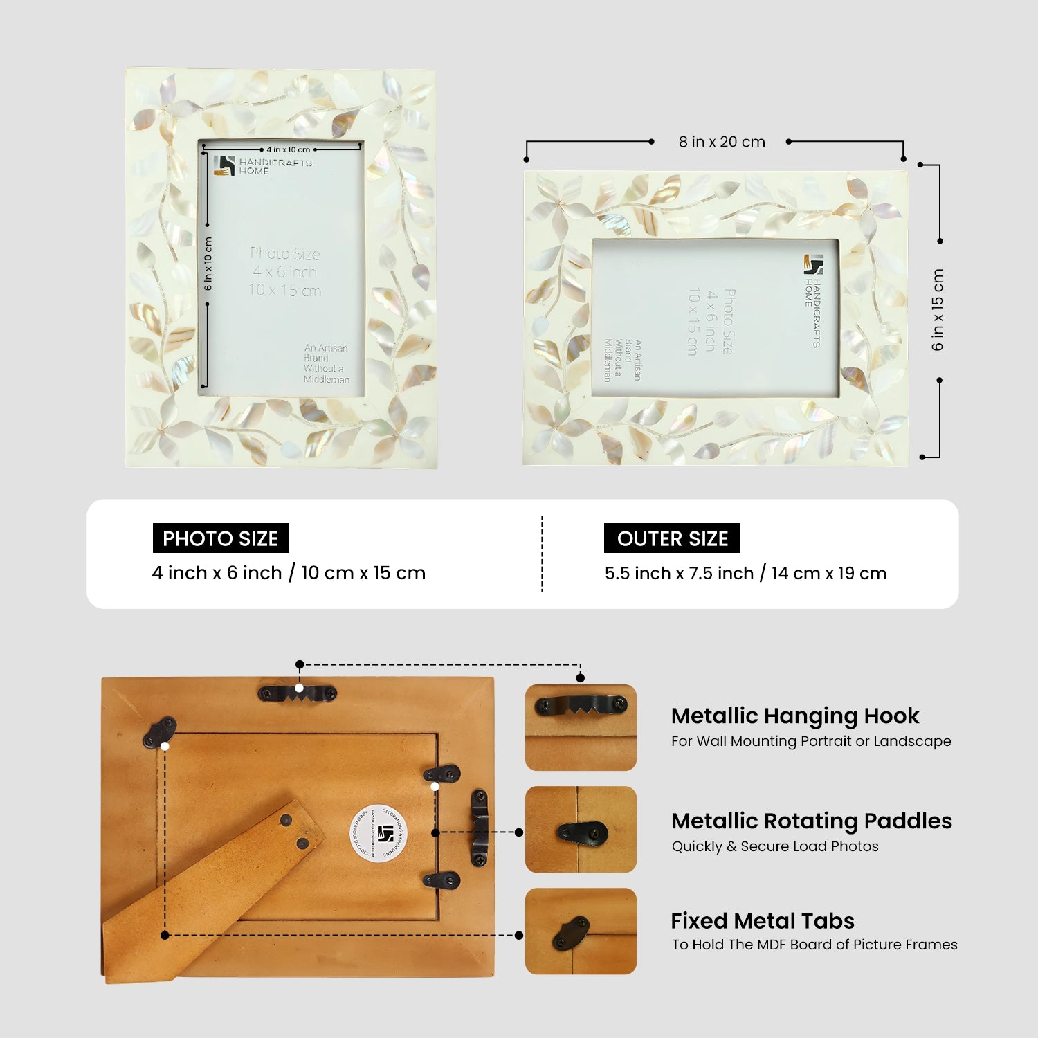 Alhambra Blanca Mother of Pearl & Resin Inlay Picture Frame