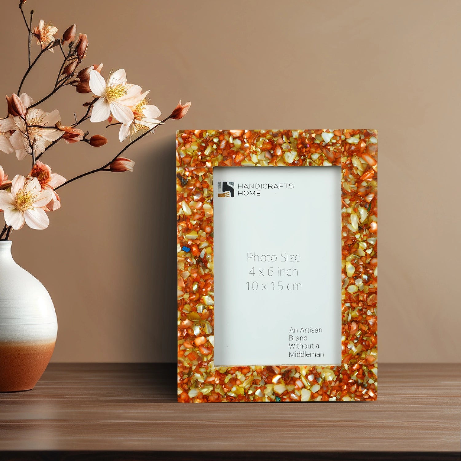 Mother of Pearl Crush Resin Inlay Picture Frame 4x6 in 4 Colors