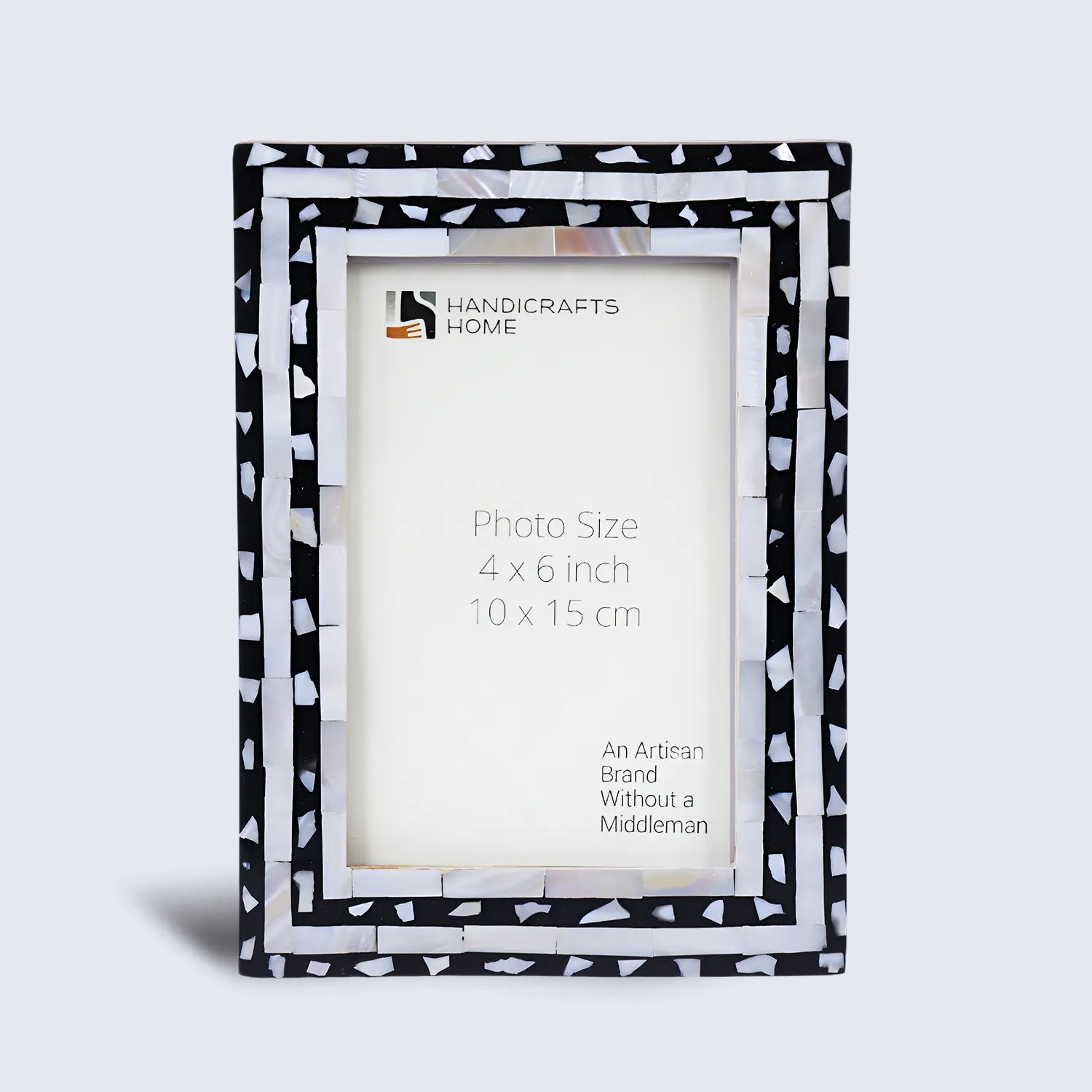 Mosaic Triangle Mother of Pearl & Resin Inlay Picture Frame - Black & White