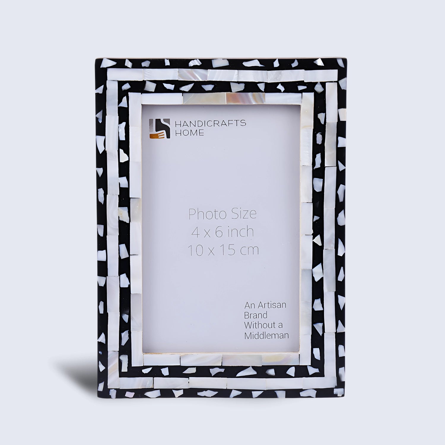 Mosaic Triangle Mother of Pearl & Resin Inlay Picture Frame - Black & White