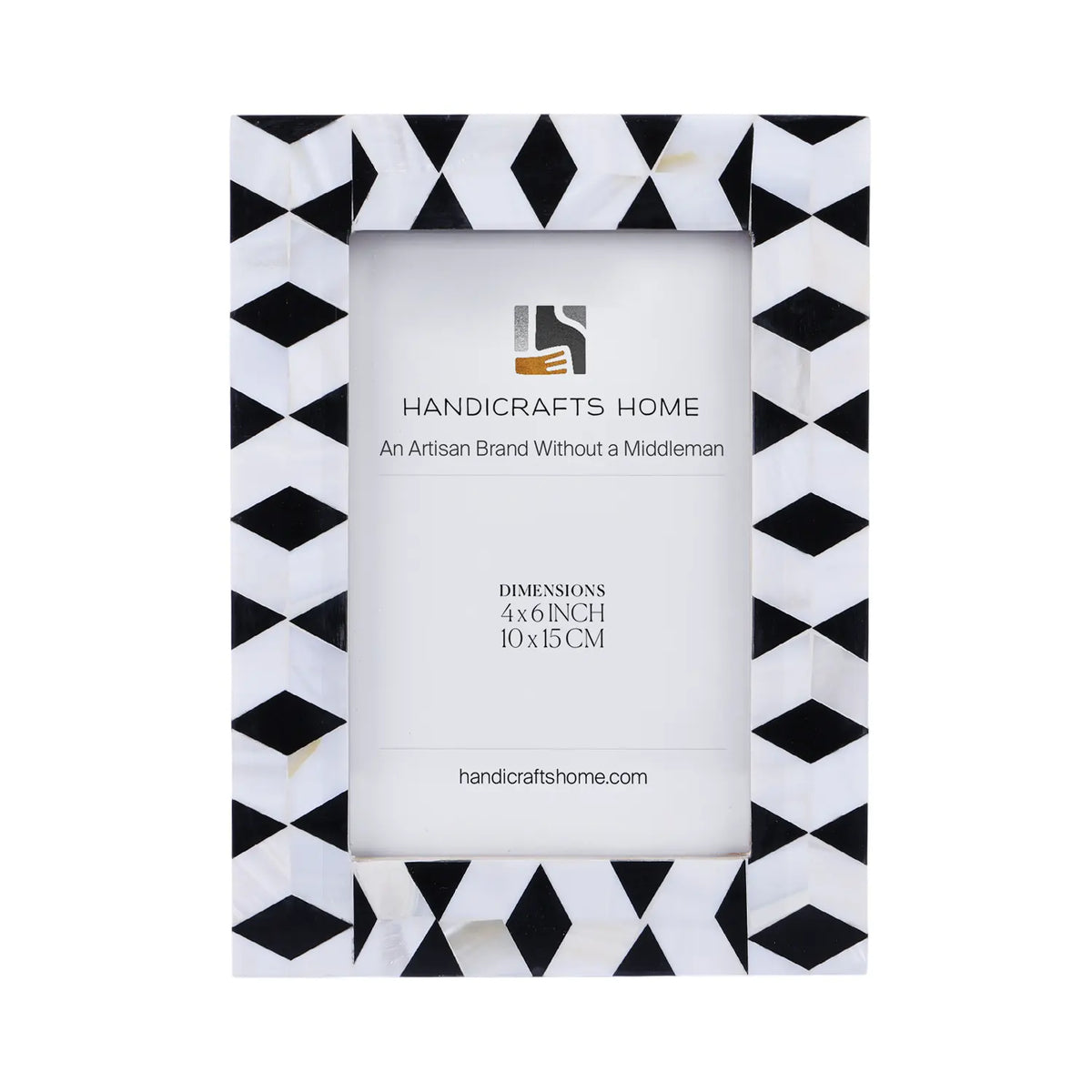 Picture Frame Diamond Mosaic Collection Mother of Pearl & Resin Inlay Black & White – 4x6 & 5x7"