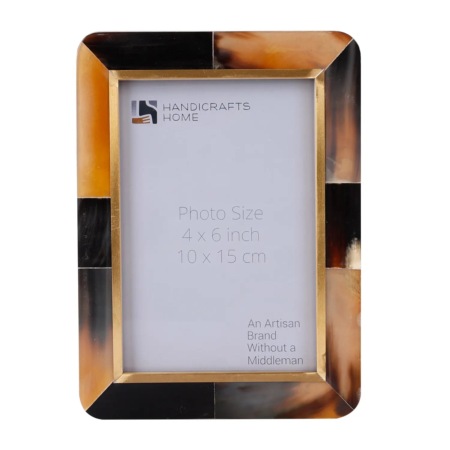 Horn & Brass Inlay Picture Frame | Classic Block Design