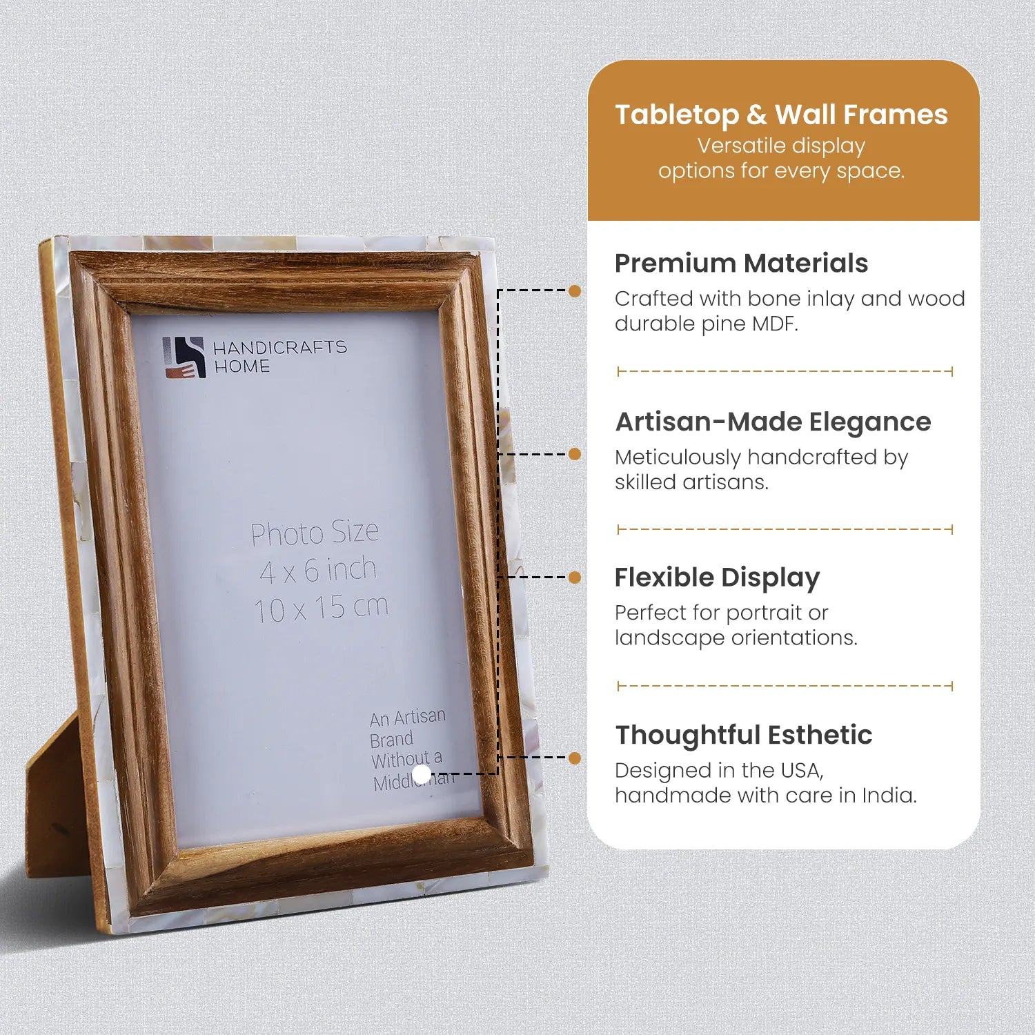Handmade Mother of Pearl & Wood Inlay Picture Frames