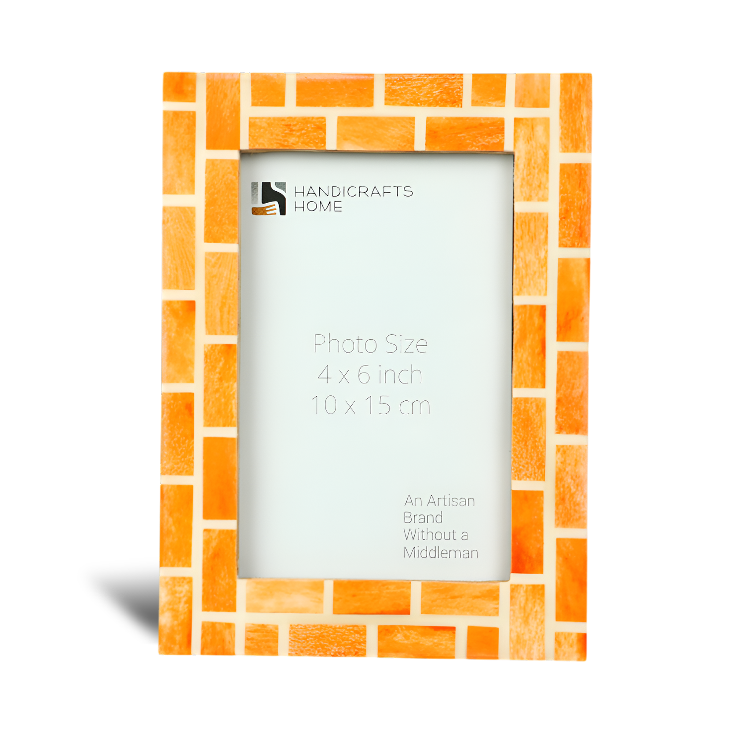 Mosaic Tile Orange Bone & Resin Inlay Picture Frame
