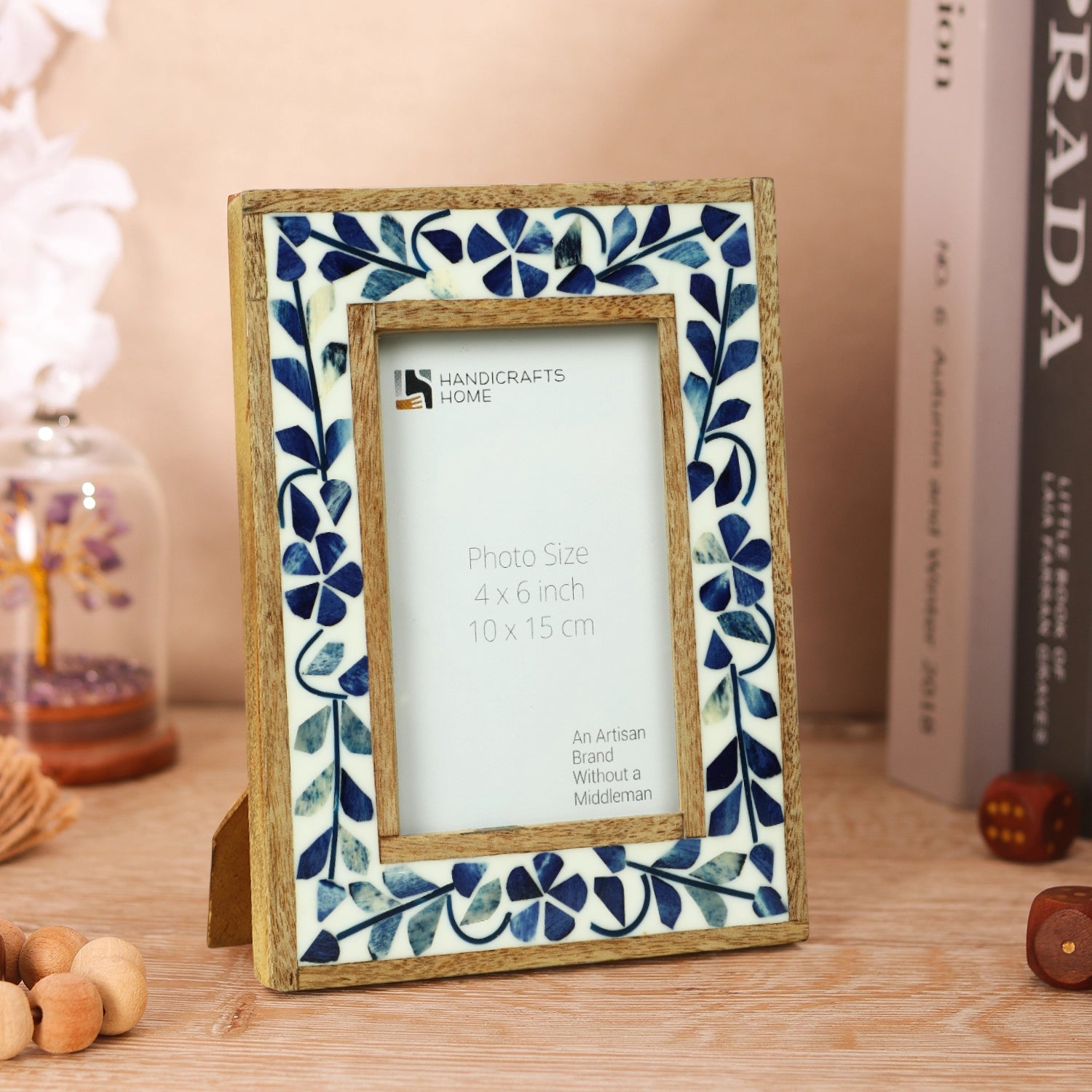 Alhambra Collection 4x6 Bone & Resin Inlay Picture Frame