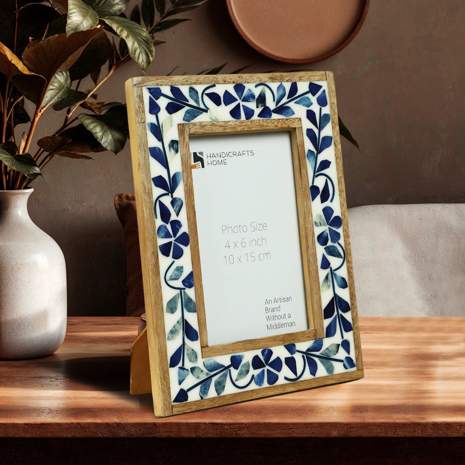 Alhambra Collection 4x6 Bone & Resin Inlay Picture Frame