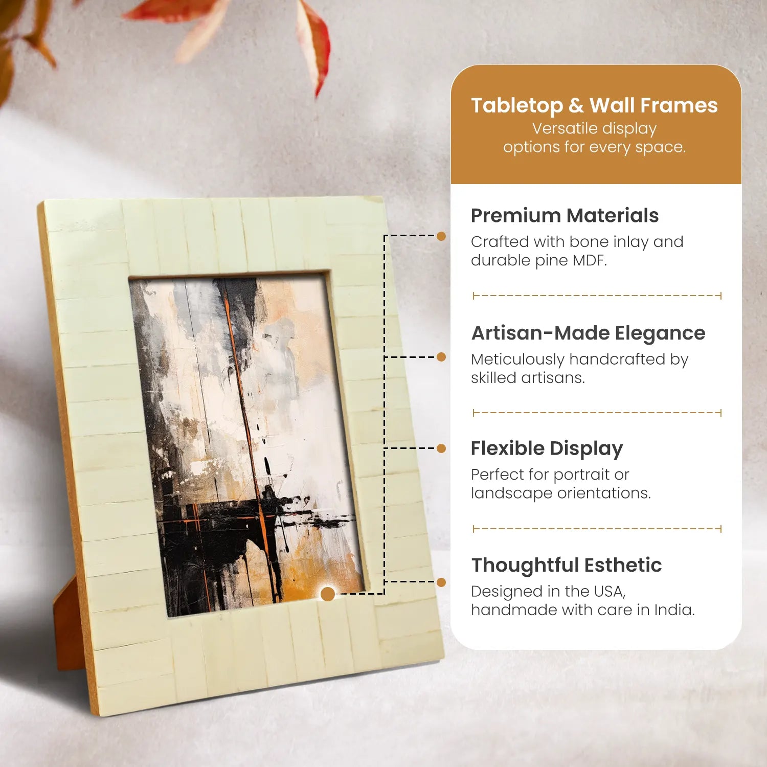 Picture Frame Classic Collection Bone Inlay White – 4x6 & 5x7"Make to Order