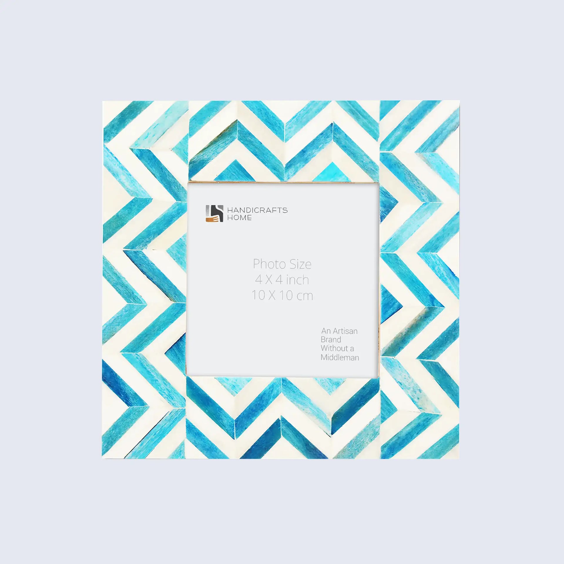 Picture Frames Herringbone Pattern Bone Inlay Collection in 2 Sizes, Turq