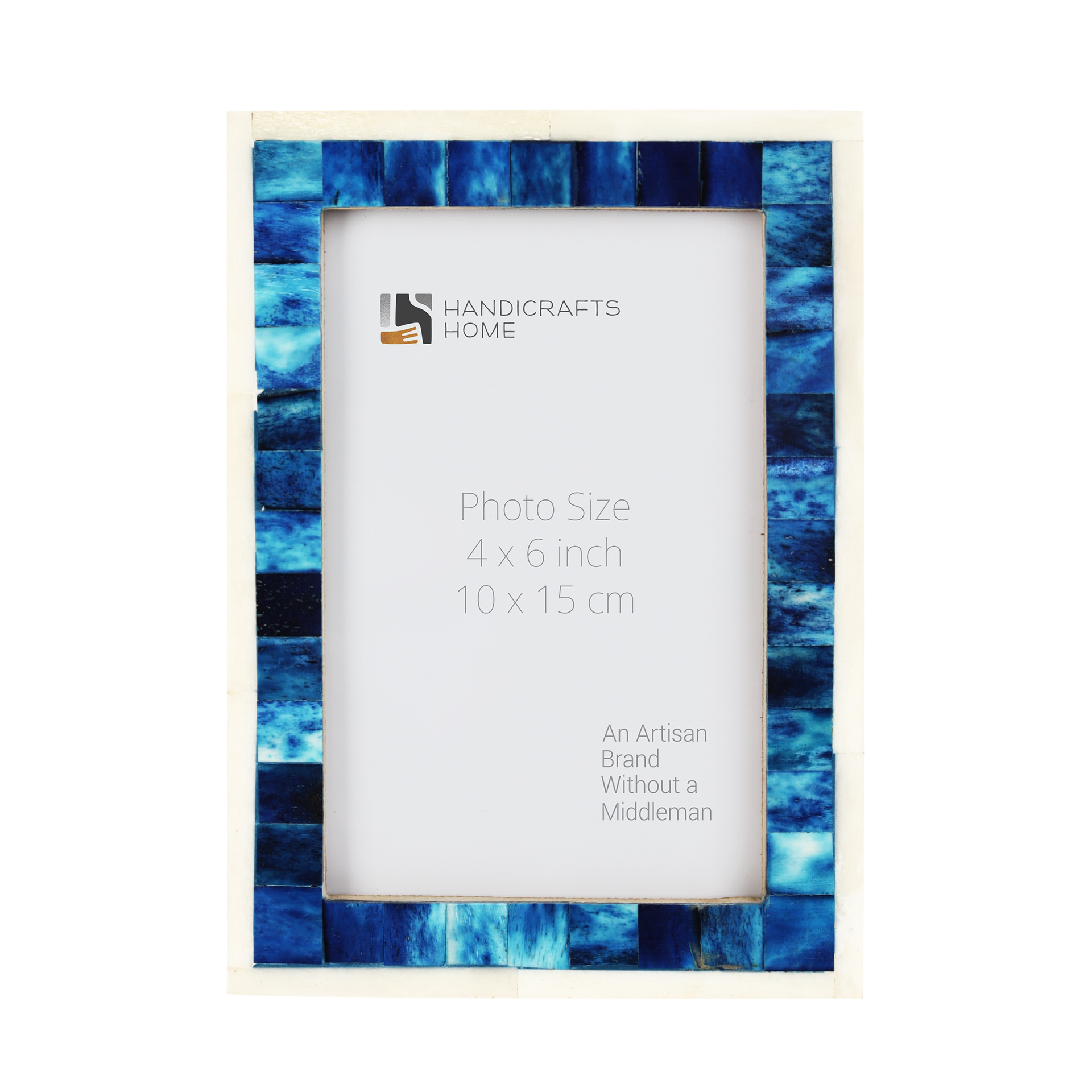 Classic Bone Inlay Picture Frame.  Blue & White 4x6, 5x7 and 8x10